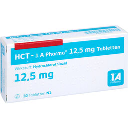 Abbildung: HCT 1A Pharma 12,5 mg Tabletten 30 St, Tabletten PZN 06453151