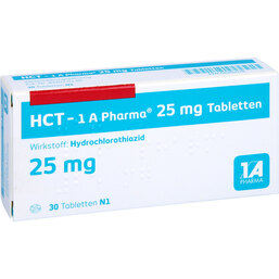 Abbildung: HCT 1A Pharma 25 mg Tabletten 30 St, Tabletten PZN 06453174