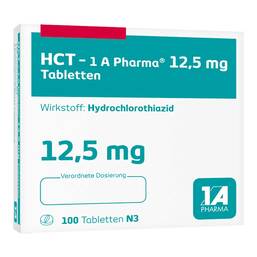 Abbildung: HCT 1A Pharma 12,5 mg Tabletten 100 St, Tabletten PZN 06453211