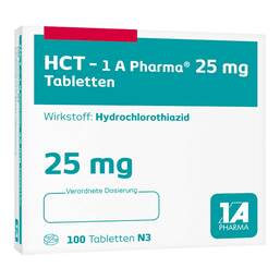Abbildung: HCT 1A Pharma 25 mg Tabletten 100 St, Tabletten PZN 06453257