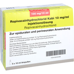 Abbildung: Ropivacainhydrochlorid Kabi 10 mg / ml Injektionslösung 5X10 ml, Injektionslösung PZN 06455486