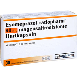 Abbildung: Esomeprazol ratiopharm 40 mg magensaftresistent Hartkapseln 30 St, Kapseln magensaftresistent PZN 06456793