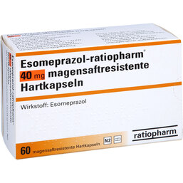 Abbildung: Esomeprazol ratiopharm 40 mg magensaftresistent Hartkapseln 60 St, Kapseln magensaftresistent PZN 06456801