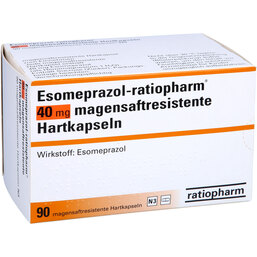 Abbildung: Esomeprazol ratiopharm 40 mg magensaftresistent Hartkapseln 90 St, Kapseln magensaftresistent PZN 06456818