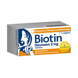 Abbildung: Biotin Heumann 5 mg Tabletten Tabletten, 90 St PZN 06458094