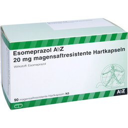Abbildung: Esomeprazol AbZ 20 mg magensaftresistent Hartkapseln 90 St, Kapseln magensaftresistent PZN 06465349