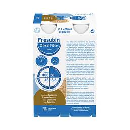 Abbildung: Fresubin 2 kcal fibre Drink Cappuccino Trinkflasche 4X200 ml, Lösung PZN 06470511