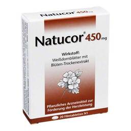 Abbildung: Natucor 450 mg Filmtabletten 20 St, Filmtabletten PZN 06474377