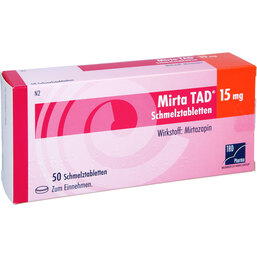 Abbildung: Mirta TAD 15 mg Schmelztabletten 50 St, Schmelztabletten PZN 06477192