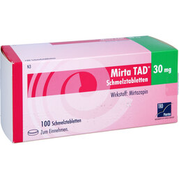 Abbildung: Mirta TAD 30 mg Schmelztabletten 100 St, Schmelztabletten PZN 06477217