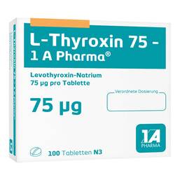 Abbildung: L-Thyroxin 75 1A Pharma Tabletten 100 St, Tabletten PZN 06488681