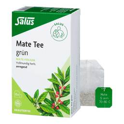Abbildung: Mate Tee grün Kräutertee Mate folium bio Salus 15 St, Filterbeutel PZN 06494316