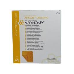 Abbildung: Medihoney Apinate Alginatverband 10x10cm 5 St, Verband PZN 06550641