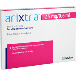 Abbildung: Arixtra 7,5 mg / 0,6 ml Injektionslösung in einer Fertigspritze 7X0.6 ml, Injektionslösung PZN 06562785