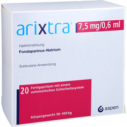 Abbildung: Arixtra 7,5 mg / 0,6 ml Injektionslösung in einer Fertigspritze 20X0.6 ml, Injektionslösung PZN 06562791