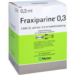 Abbildung: Fraxiparine 0,3 ml Injektionslösung in einer Fertigspritze 20X0.3 ml, Injektionslösung PZN 06562839
