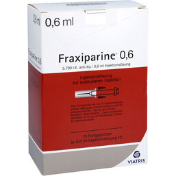 Abbildung: Fraxiparine 0,6 ml Injektionslösung in einer Fertigspritze 10X0.6 ml, Injektionslösung PZN 06562868