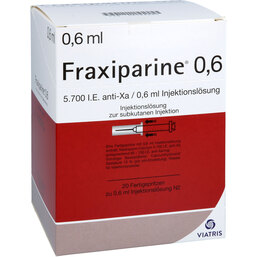 Abbildung: Fraxiparine 0,6 ml Injektionslösung in einer Fertigspritze 20X0.6 ml, Injektionslösung PZN 06562880