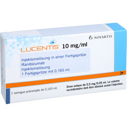 Abbildung: Lucentis 10 mg / ml Injektionslösung 1,65 mg Fertigspritze 1 St, Injektionslösung PZN 06563810