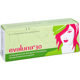 Abbildung: Evaluna 30 Filmtabletten 6X21 St, Filmtabletten PZN 06569310