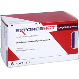 Abbildung: Exforge HCT 10 mg / 160 mg / 25 mg Filmtabletten 98 St, Filmtabletten PZN 06571502