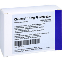 Abbildung: Olmetec 10 mg Filmtabletten 98 St, Filmtabletten PZN 06572743