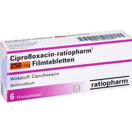 Abbildung: Ciprofloxacin ratiopharm 250 mg Filmtabletten 6 St, Filmtabletten PZN 06575227