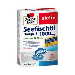 Abbildung: Doppelherz Seefischöl Omega-3 1000 mg+Folsäure Kapseln Kapseln, 60 St PZN 06583675