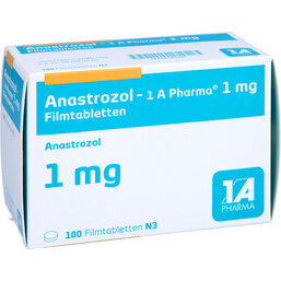 Abbildung: Anastrozol 1A Pharma 1 mg Filmtabletten 100 St, Filmtabletten PZN 06586426