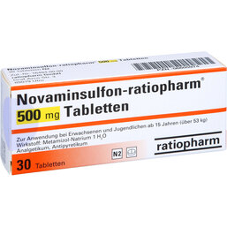Abbildung: Novaminsulfon Ratiopharm 500 mg Tabletten 30 St, Tabletten PZN 06605974