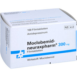 Abbildung: Moclobemid neuraxpharm 300 mg Filmtabletten 100 St, Filmtabletten PZN 06621453