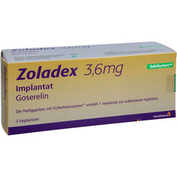 Abbildung: Zoladex 3,6 mg Implantat in einer Fertigspritze 3 St, Implantat PZN 06627935