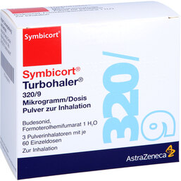 Abbildung: Symbicort Turbohaler 320 / 9 µg / Dosis 60 ED 3 St, Inhalationspulver PZN 06628076