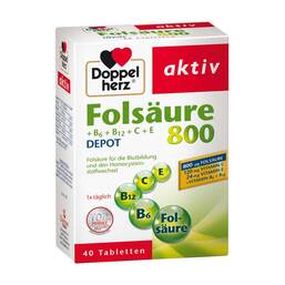Abbildung: Doppelherz Folsäure 800+B-Vitamine Tabletten Tabletten, 40 St PZN 06634384