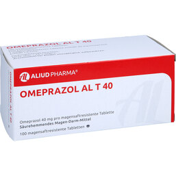Abbildung: Omeprazol AL T 40 magensaftresistente Tabletten 100 St, Tabletten magensaftresistent PZN 06634817