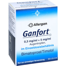Abbildung: Ganfort 0,3 mg / ml + 5 mg / ml AT in Einzeldosisbeh. 30X0.4 ml, Augentropfen PZN 06640172