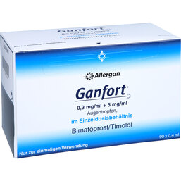 Abbildung: Ganfort 0,3 mg / ml + 5 mg / ml AT in Einzeldosisbeh. 90X0.4 ml, Augentropfen PZN 06640189