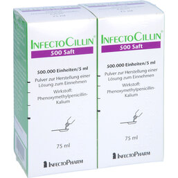 Abbildung: Infectocillin 500 Saft 1ml=100.000 I.E. 2X75 ml, Trockensaft PZN 06649612