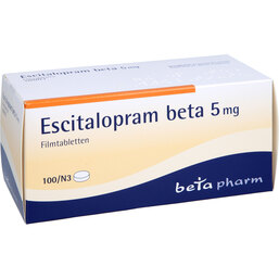 Abbildung: Escitalopram beta 5 mg Filmtabletten 100 St, Filmtabletten PZN 06681656