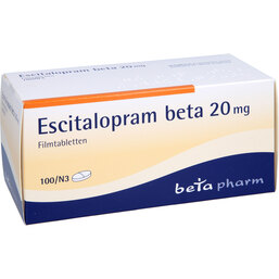 Abbildung: Escitalopram beta 20 mg Filmtabletten 100 St, Filmtabletten PZN 06681751