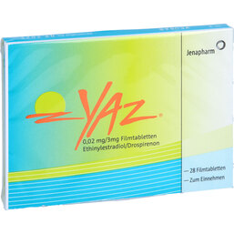 Abbildung: Yaz 0,02 mg / 3 mg Filmtabletten 28 St, Filmtabletten PZN 06682199