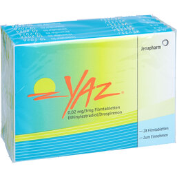 Abbildung: Yaz 0,02 mg / 3 mg Filmtabletten 6X28 St, Filmtabletten PZN 06682213