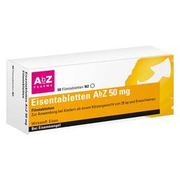 Abbildung: Eisentabletten AbZ 50 mg Filmtabletten Filmtabletten, 50 St PZN 06683721