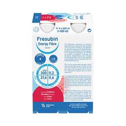Abbildung: Fresubin Energy Fibre Drink Erdbeere Trinkflasche Lösung, 6X4X200 ml PZN 06698616