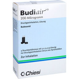 Abbildung: Budiair 200 µg Standard Dosieraerosol 3 St, Dosieraerosol PZN 06707663