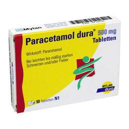 Abbildung: Paracetamol dura 500 mg Tabletten Tabletten, 10 St PZN 06714516