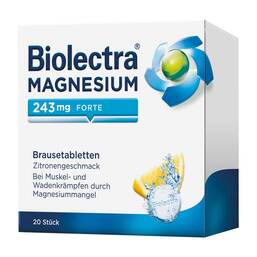Abbildung: Biolectra MAGNESIUM 243 mg forte Brausetabletten Zitronengeschmack Brausetabletten, 20 St PZN 06714522