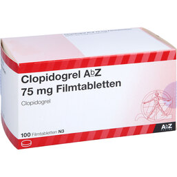 Abbildung: Clopidogrel AbZ 75 mg Filmtabletten 100 St, Filmtabletten PZN 06714634