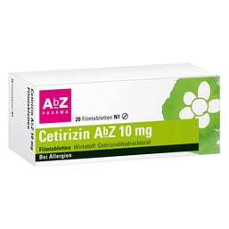 Abbildung: Cetirizin AbZ 10 mg Filmtabletten Filmtabletten, 20 St PZN 06716136