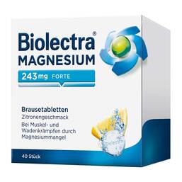 Abbildung: Biolectra MAGNESIUM 243 mg forte Brausetabletten Zitronengeschmack Brausetabletten, 40 St PZN 06716366